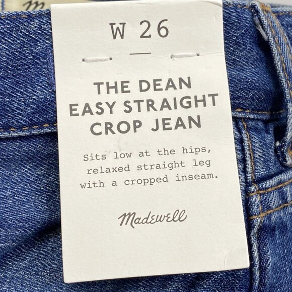 Madewell Women’s The Dean Easy Straight Crop Jeans Size 26 Labette Wash Blue — - Picture 11 of 11